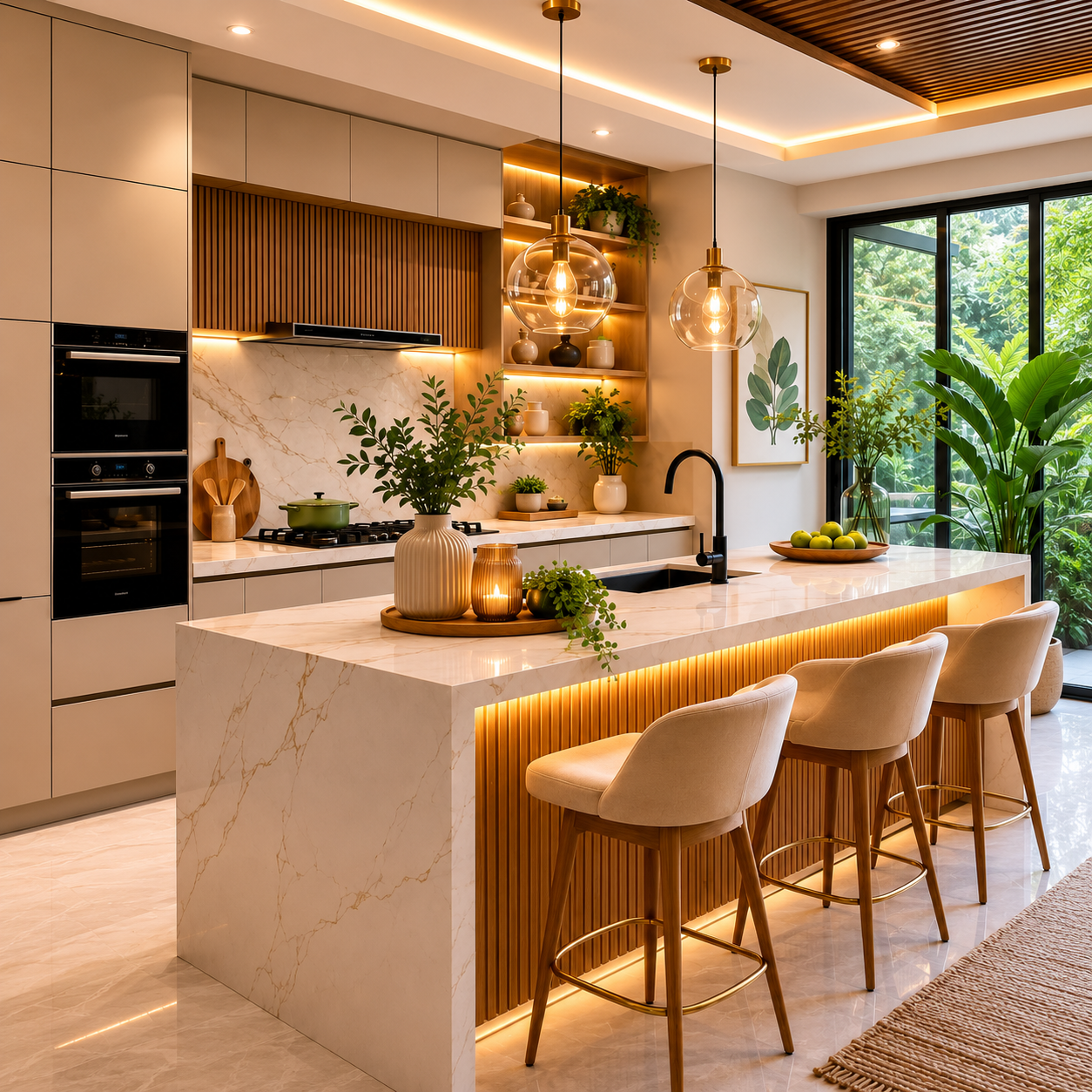 Modern Modular Kitchen with Dual-Tone Cabinets