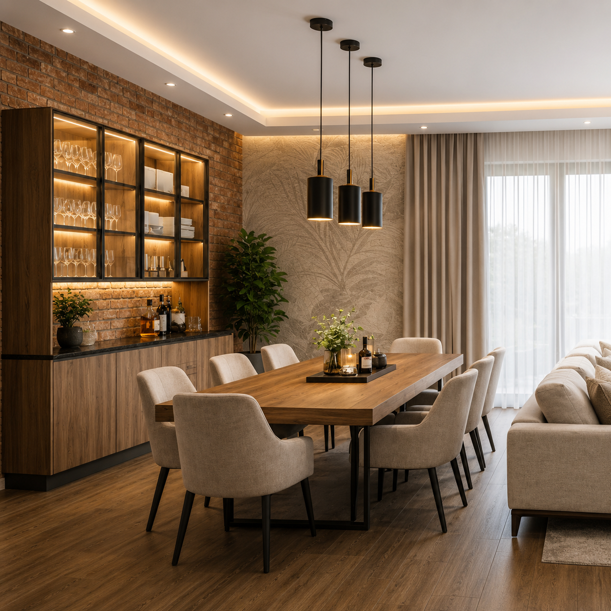 Modern Dining Room with Display Unit