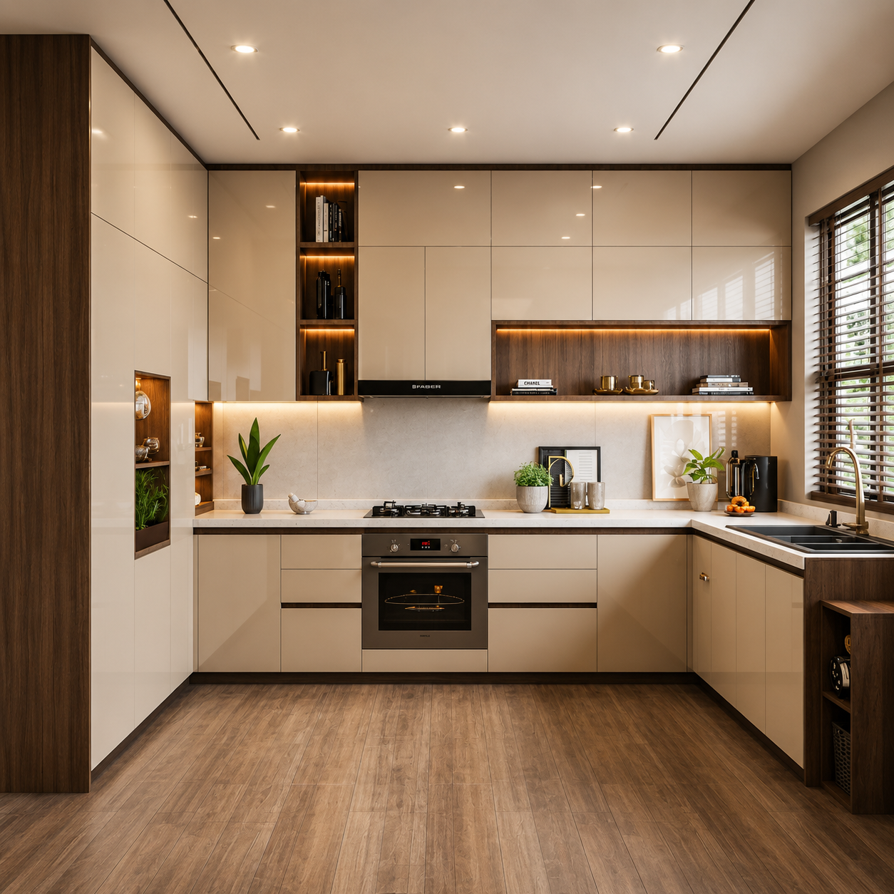 Modern Modular Kitchen with Built-In Appliances